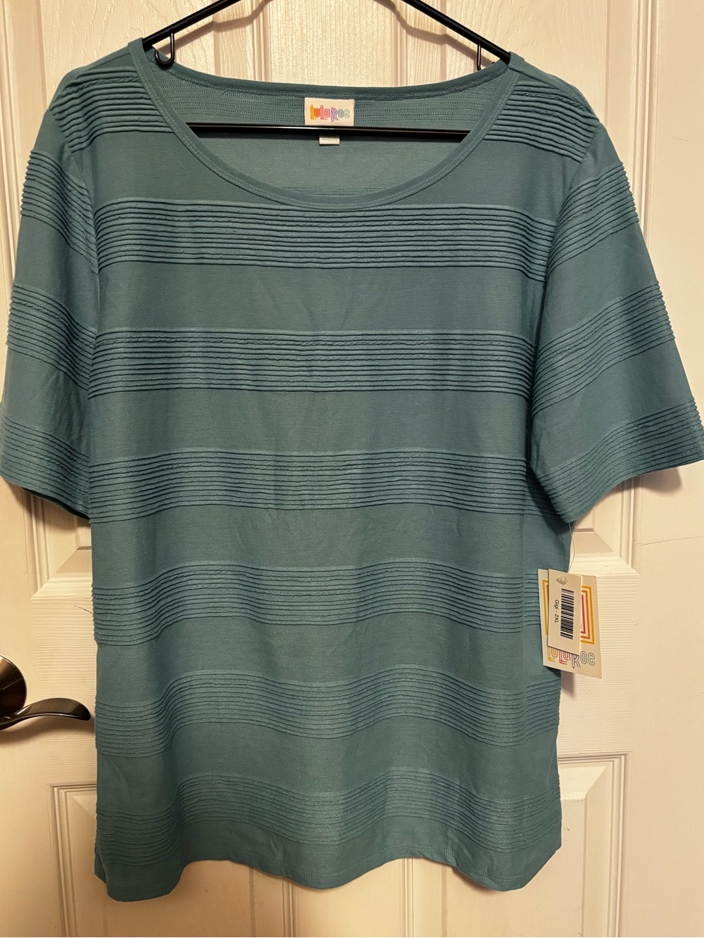 Lularoe NWT 2XL GIGI RUFFLES Top Turquoise Blue